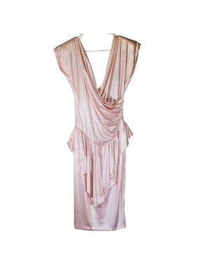 7112 * Steppin' Out Vintage 80s Peplum Dress Pink Sparkle Size Unknown